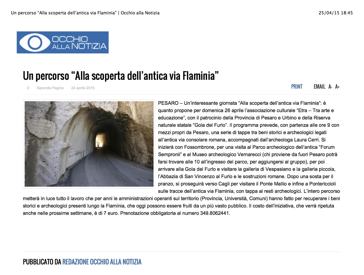Un percorso “Alla scoperta dell’antica via Flaminia” | Occhio alla Notizia 2